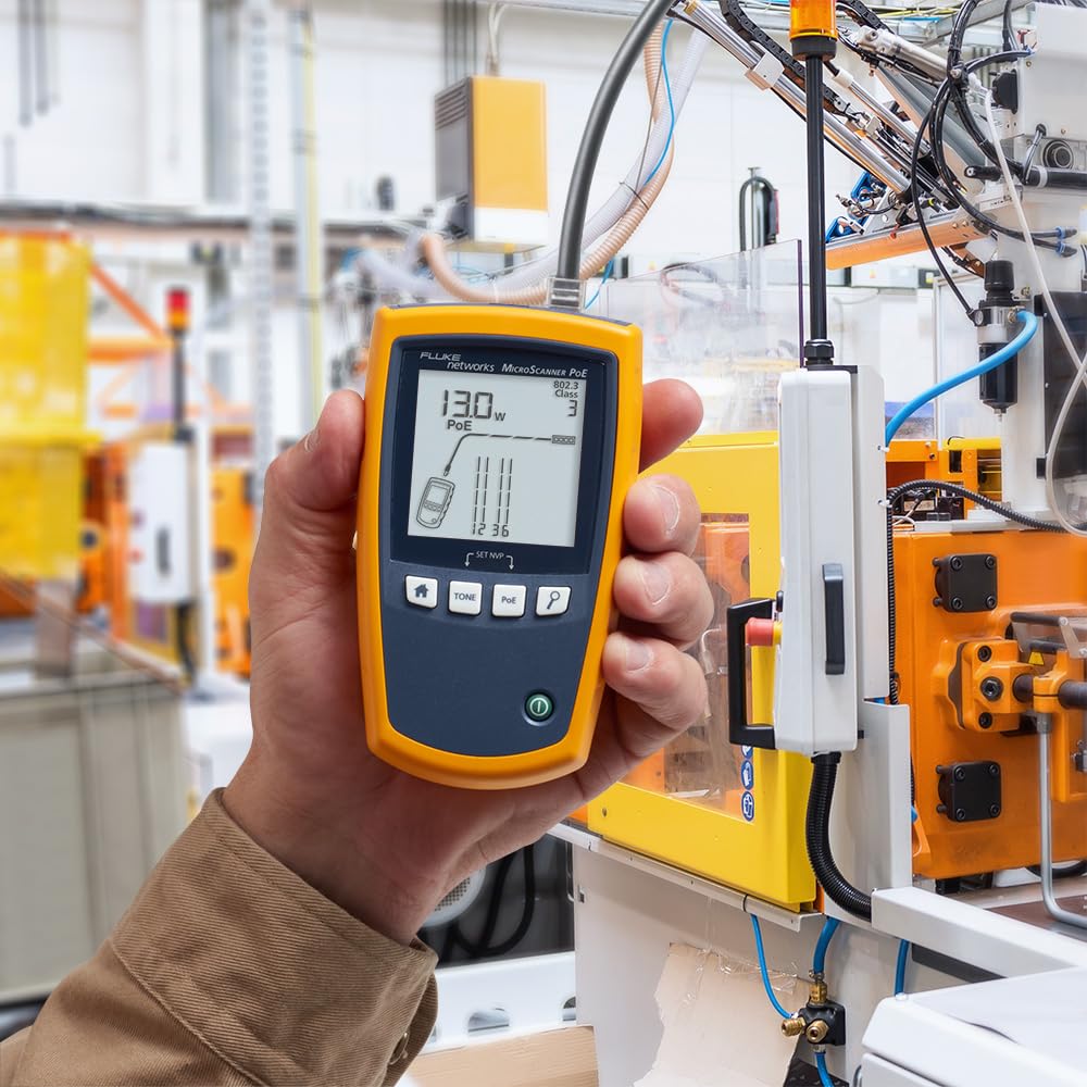 Fluke Networks - 5018508 MS-POE MicroScanner Copper Cable Verifier and PoE tester for RJ-45 Category 5-6A Ethernet Cables, Identifies Supplied Class 0-8 Power from Ethernet PSE Devices