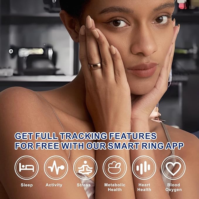 Smart Ring, Activity Trackers, Sleep Ring, Fitness Tracking, Stress Tracker, Heart Rate, Meditation, Temperature, Respiratory, No App Subscription, Women, Men, iOS, Android (Rosegold, 11)