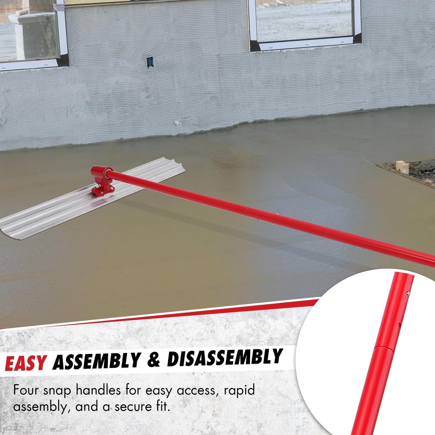 Concrete Bull Float Kit 48x8", Magnesium Square Edge Bull Floats with 47.2" Extendable Handles x 4, Concrete Bull Float Tools for Concrete Finishing