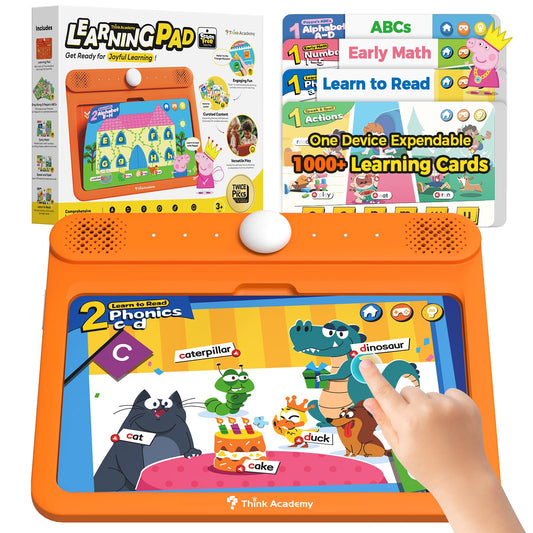 Think Academy Learning Pad - Screen Free Tablet with Flash Cards Inserted to Learn Alphabet, Numbers, Early Math, Logic, Nature and Daily Life, Educational Toys Gift for 3 4 5 Years Old Boys Girls