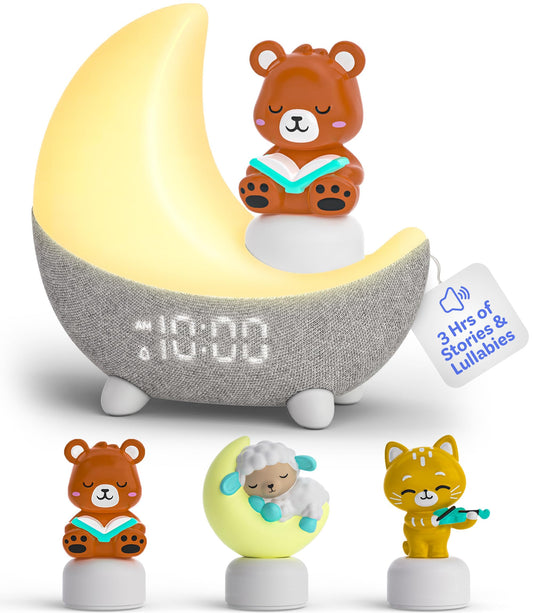 Move2Play, Dozi Sound Machine | Cute Sleep Toy + Sound Machine | 3+ Hrs Thoughtfully Made Bedtime Content | Moonlight Night Light with Changing Colors | Gentle OK-to-Wake Wake-Up