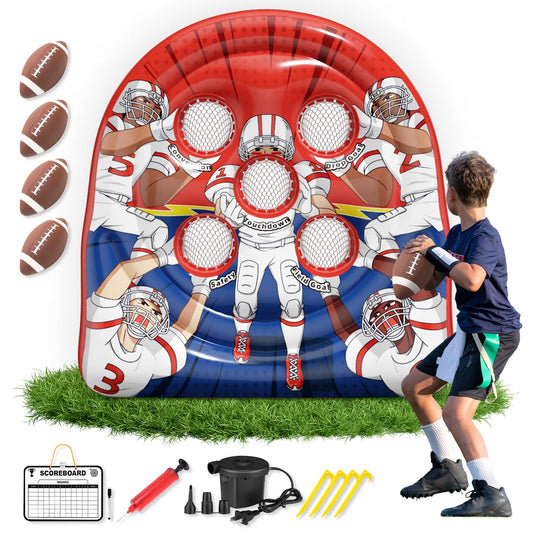6FT Giant Inflatable Football Target Toss Game - Fun Indoor & Outdoor Yard Games for Kids & Adults, Football Party Throwing Games, Carnival Games, Camping & Tailgate Lawn Activities