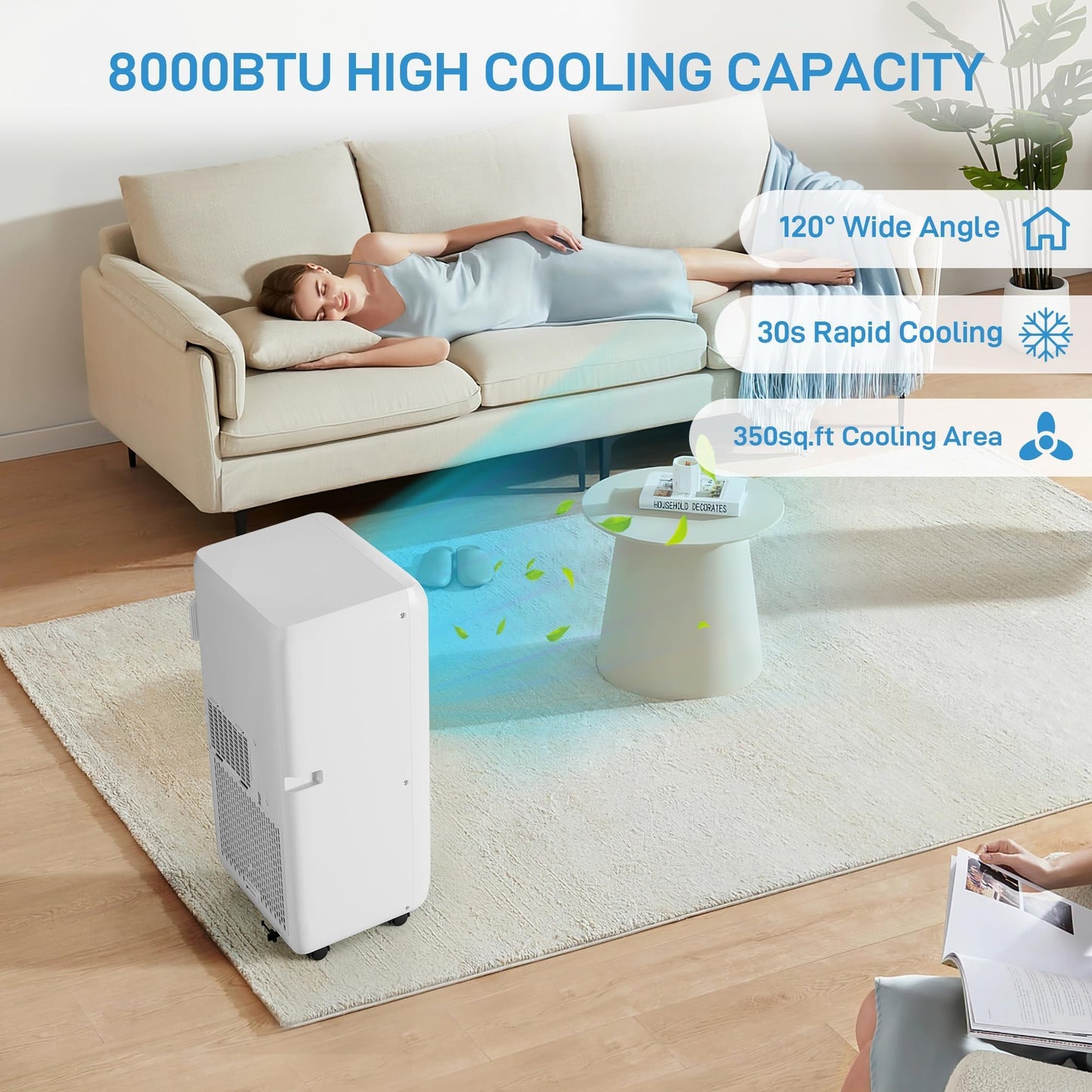 10000 BTU Portable Air Conditioner - 3-in-1 Cooling, Fan & Dehumidifier - Ultra Quiet, Energy Efficient, Remote & 24H Timer - Cools Up to 450 Sq.Ft, Window Kit - Perfect for Bedroom, Office, HomeWhite