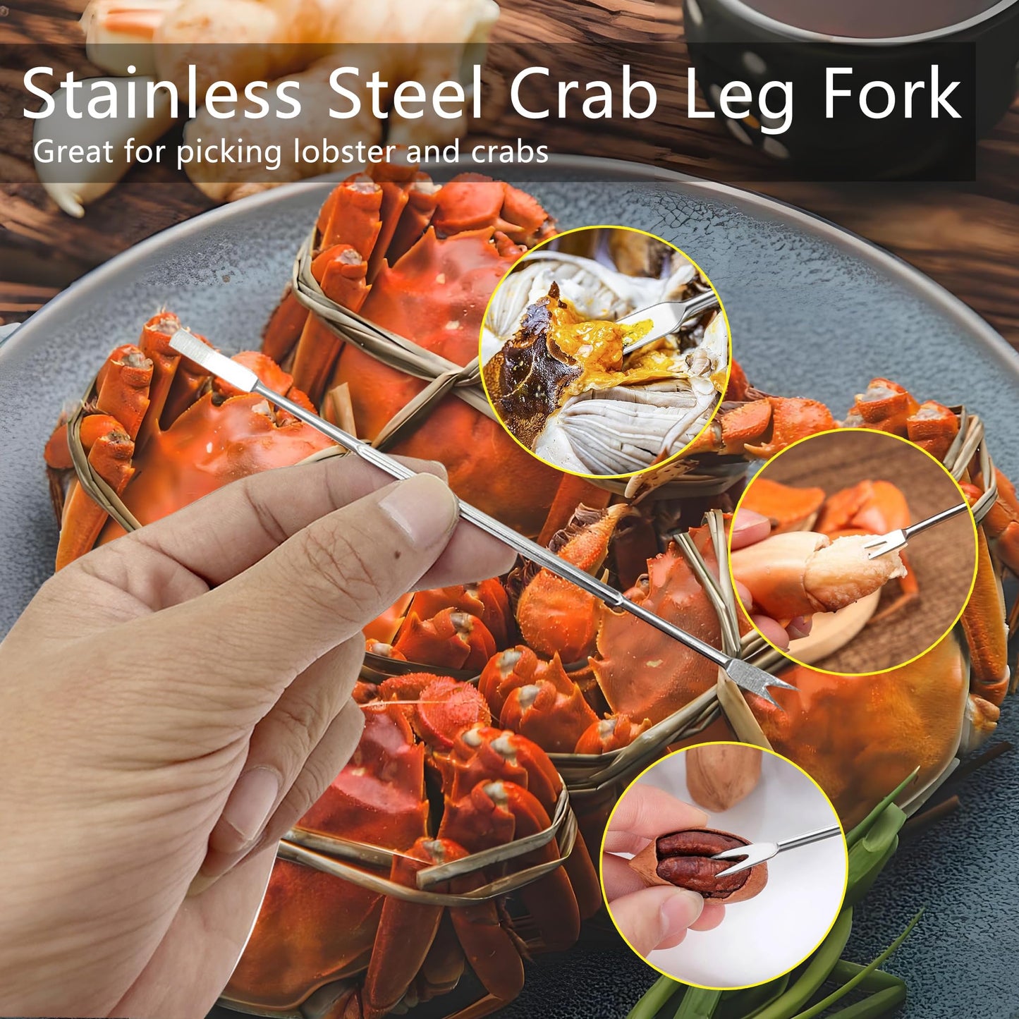 Seafood Cracker Tool Set With Lobster Sheller Stainless Steel Crab Crackers Crab Leg Fork Seafood Scissors Seafood Forks And Storage Bag, Crab Leg Pick Utensils Set Crab Eating Tools (13Pcs)