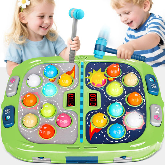 WAYKEE Whack a Game Mole, Toys for Ages 3-4 5-7 8-12 Boys Girls, Whack Game for Toddlers, Gifts for 3 4 5 6+ Year Old Boys Girls, Early Learning Educational Toys with 2 Hammers Sound & Light