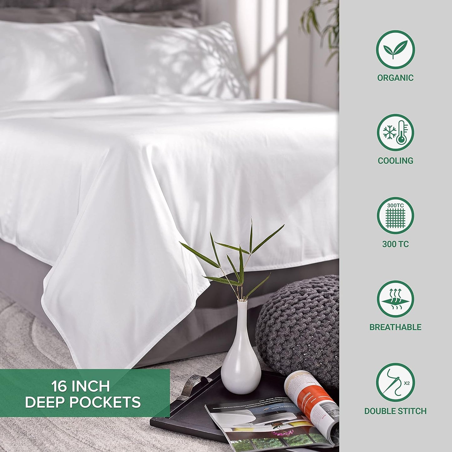 Pure Bamboo Queen Sheets - Luxuriously Soft 100% Organic Viscose Bed Sheet Set | Cooling & Durable (Dusty Pink)