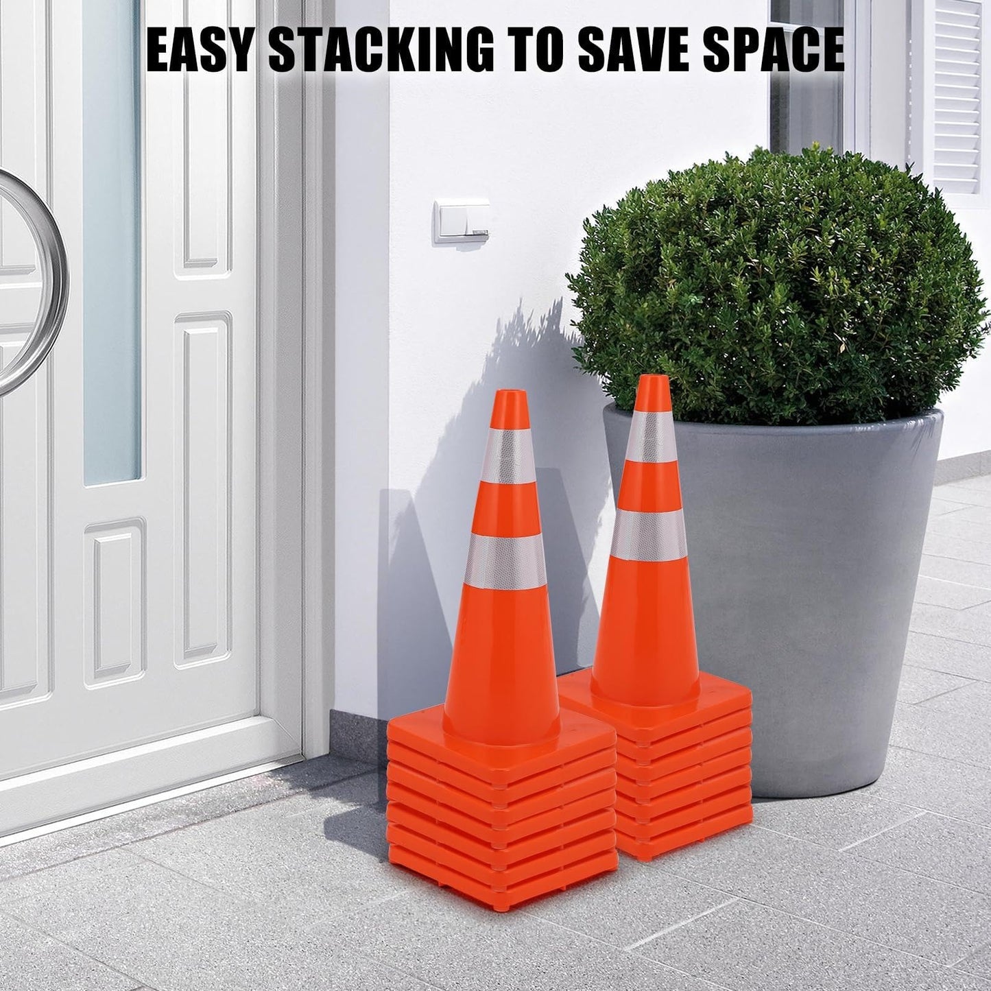 12 Pack 28 Inch Traffic Cones - Orange PVC Safety Cones,Stackable Traffic Cones Construction Cones For Parking Drivers Training Bulk,Driveway, Road Traffic Control