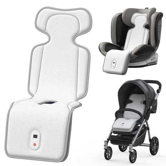 AMACOOL Baby Stroller Cooling Pad, 3D Breathable Carseat Cooling Pad with 2 Built-in Blower, Max 10H Ventilation 3 Speeds 10000mAh Rechargeable Cooling Mat Liner for Toddler Baby Summer Essentials