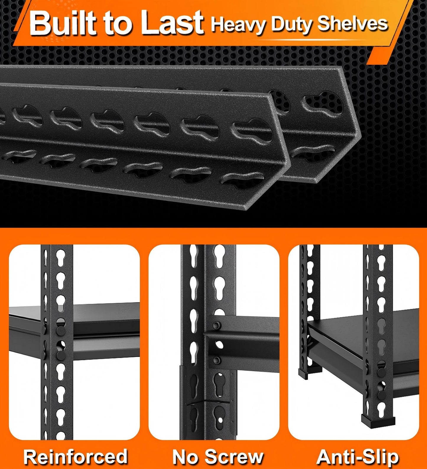 Huhaneon Utility Storage Garage Shelving - 40'' Wide 1,350 Lbs Heavy Duty 3 Tier Metal Shelves Adjustable - Freestanding Rack Units for Basement Kitchen Pantry - White 40" W x 18" D x 36" H