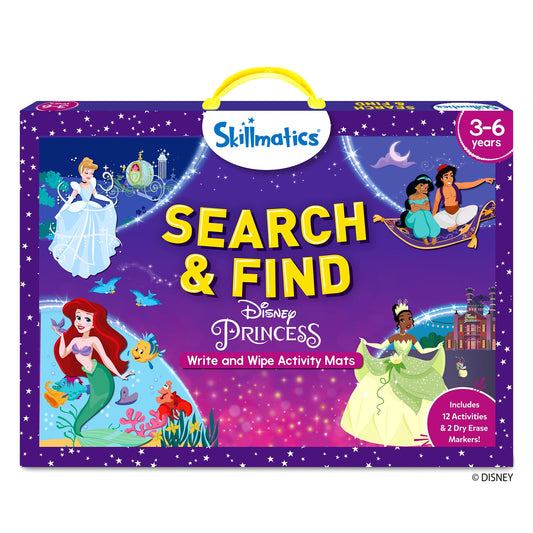 Skillmatics Search and Find Disney Princess Educational Game - Reusable Preschool Learning Activity, Perfect for Toddlers & Kids, Screen-Free Fun, Art & Crafts, Gifts for Boys & Girls Ages 3, 4, 5, 6