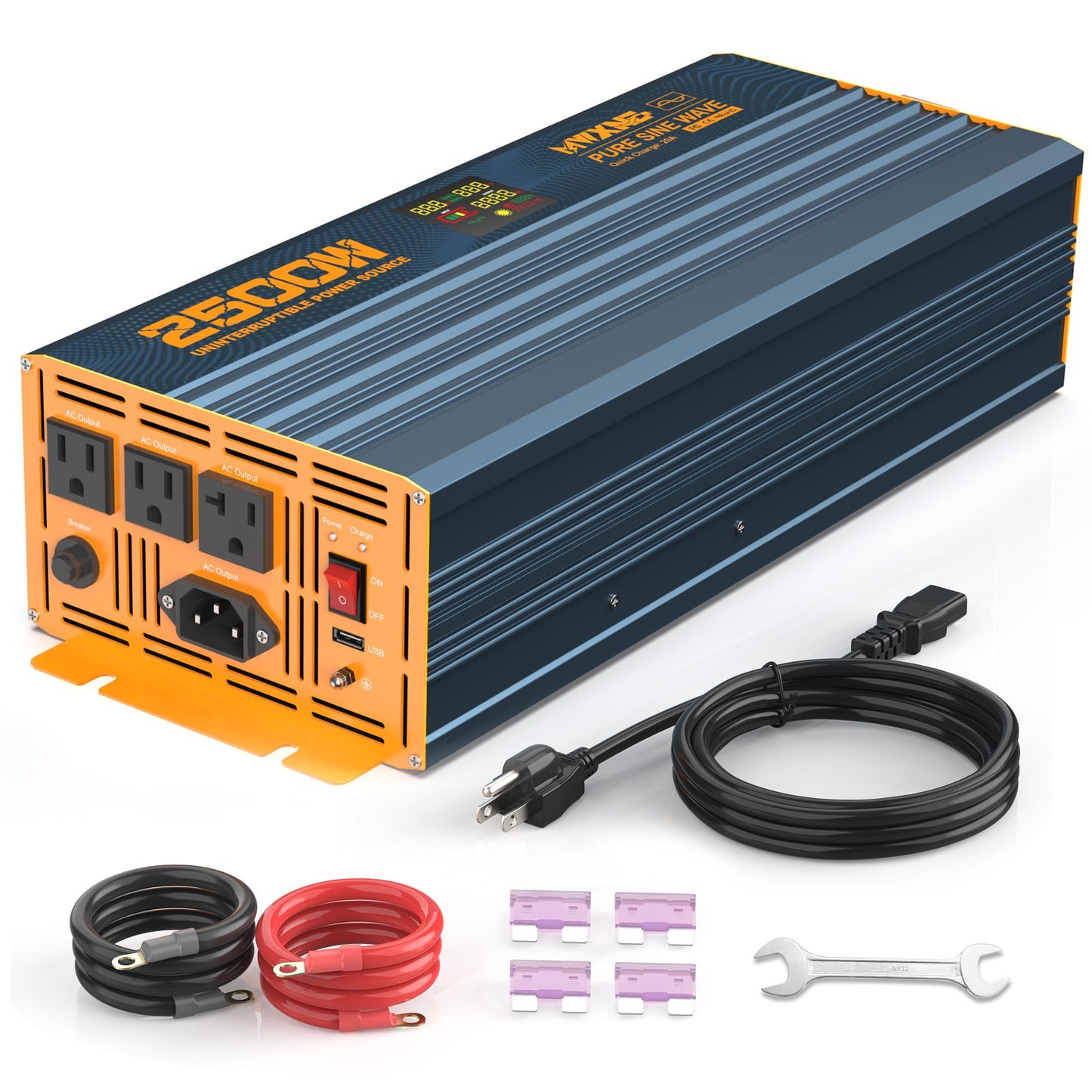 MWXNE 2500W Sump Pump Battery Backup with Pure Sine Wave, Auto Switchover to Inverter, LCD Screen, Power System or Basement Emergency & Power Outage