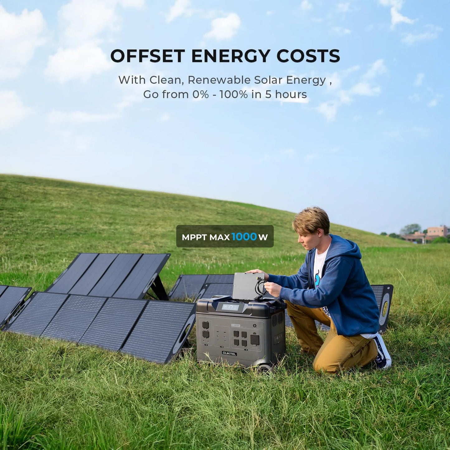 P5000 Pro 5120Wh Large Capacity Portable Power Station with 3×200W Solar Panels, 3600W(6000W Surge) Solar Generator with LiFePO4 Battery, 5×3600W AC Output, for Emergency, Home Backup, RV, Camping