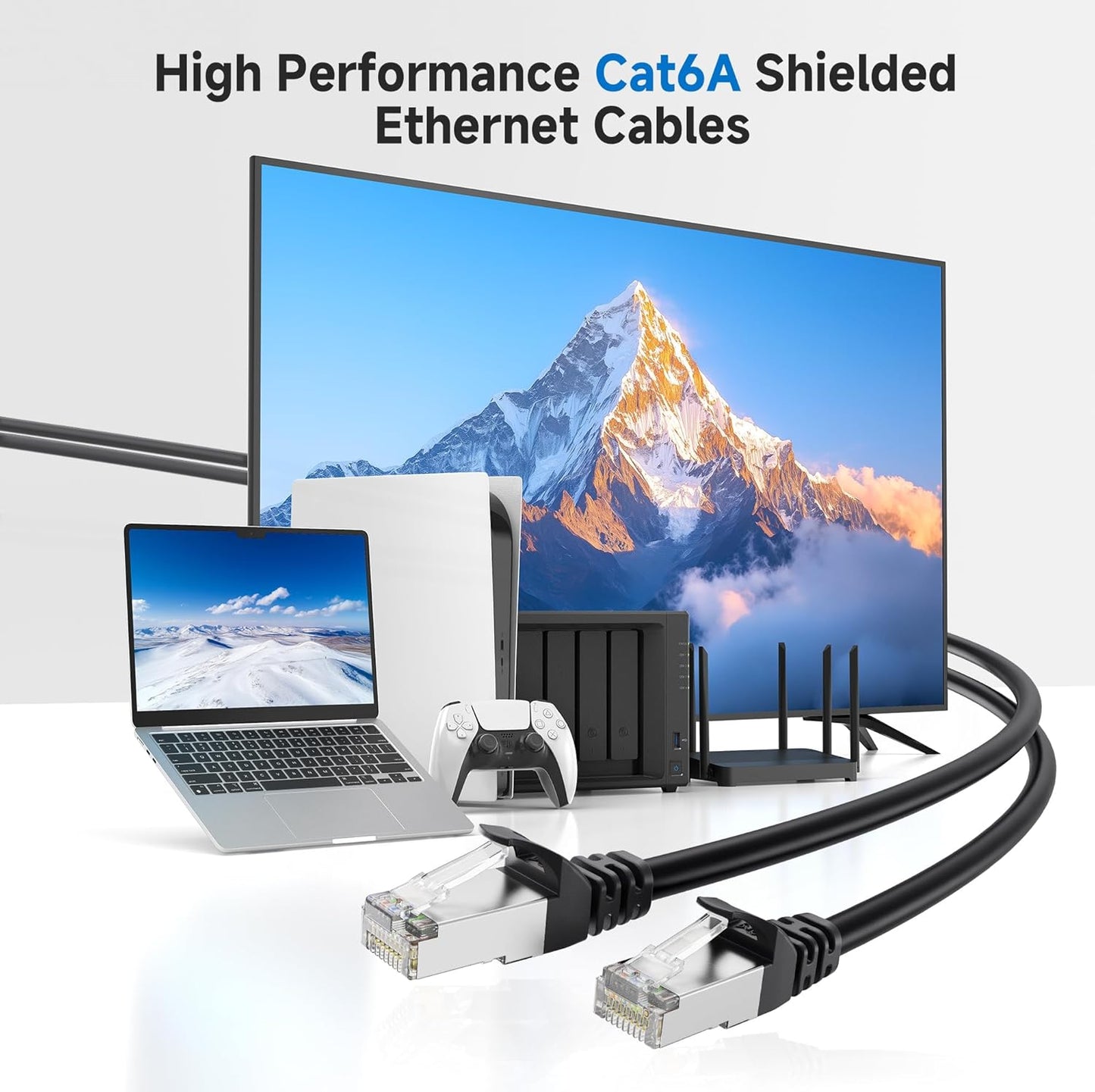 10Gbps 10-Pack 6A 3ft, 6A Cat6A Cable Matters Snagless Short Shielded Cat Ethernet Cable - Cat Cable, Cord, Ethernet