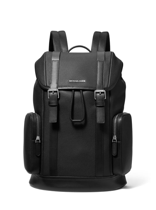 Michael Kors Men's City Buckle Backpack, Silver Tone-Hardware/Black