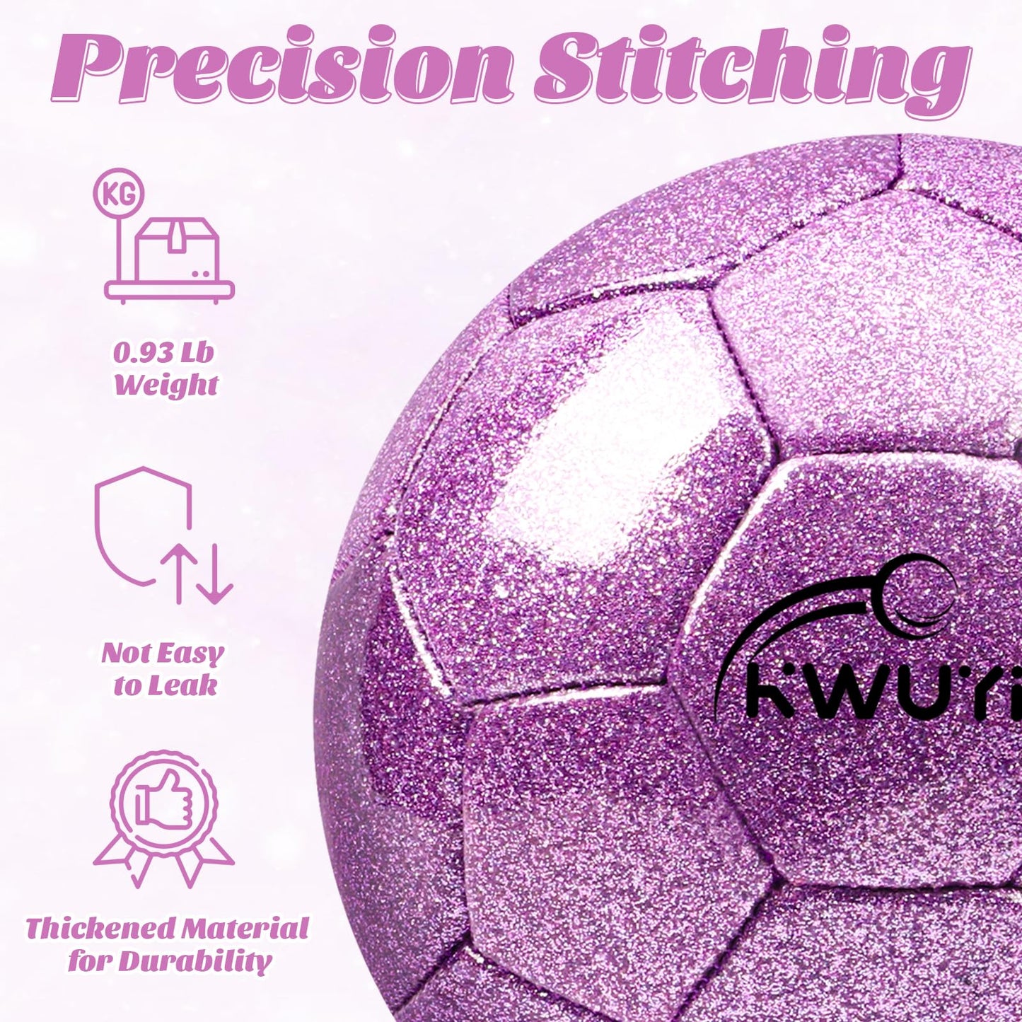 OKWUYiK Size 5 Glitter Purple Soccer Ball Set with Pump Soccer Ball for Youth Adults Training Toddler Soft Sports Outdoor Training for Back to School Toddler Gift Practice