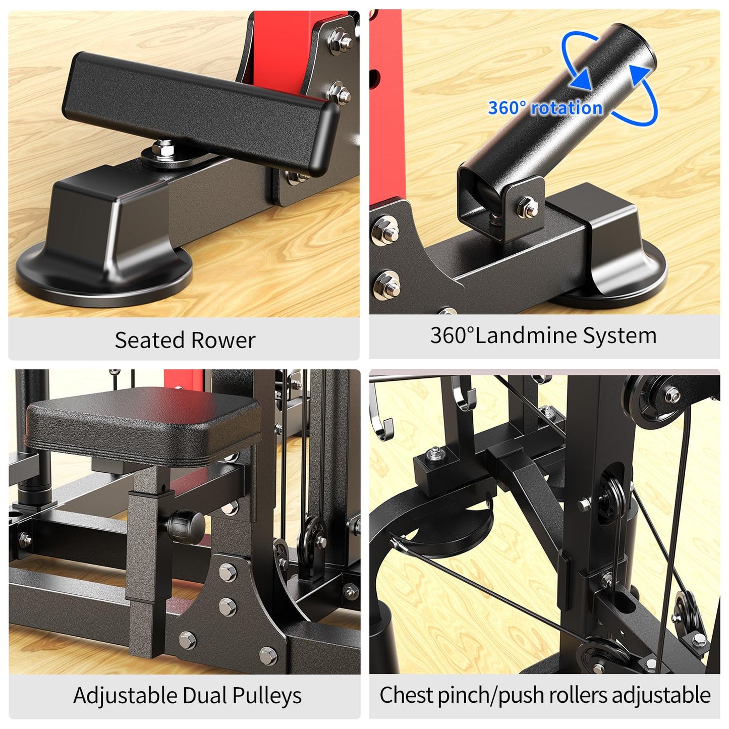 XGSW XINGESIWR Multi-Purpose Squat Rack,Smith Machine Weight Rack Set with Cable Crossover System, Home Gym Power Racks, Power Racks and Packages (L06 Two Users, Power cage Red+Bench)
