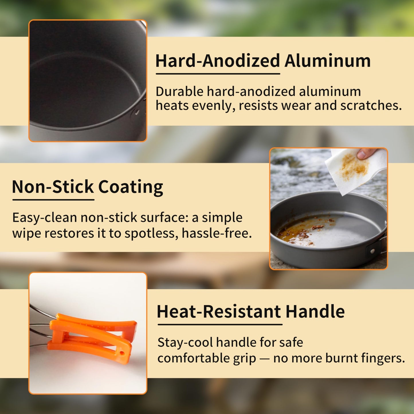 TGpao Collapsible Camping Cookware Set, Portable 4-in-1 Outdoor Pot & Pan Kit with Nonstick Frypan, Pot, Kettle & Carry Bag, Hard-Anodized Aluminum for Backpacking, Camping, Hiking (2-4 Person)