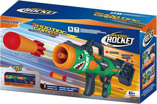 Gantan Toy Rocket Barrel Launcher-Fires Foam Rockets Includes 6 Rockets Compatible with RL Blaster- Shooting Game Toy Air Power Blaster Toy Gun for Youth, Adults