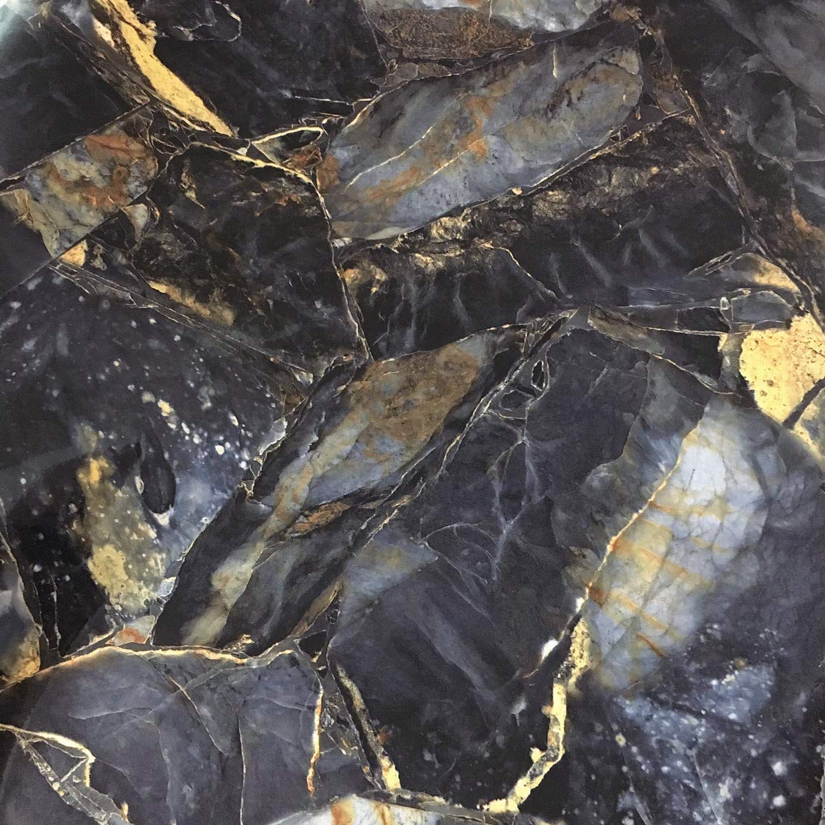 UPREDO Blue Stone Adhesive Marble Paper Granite Look Marble Effect Gloss Vinyl Peel and Stick Countertops Covering Sticker Sheet Roll 15.8inch by 79inch (15.8inch X 79inch, Blue Stone)