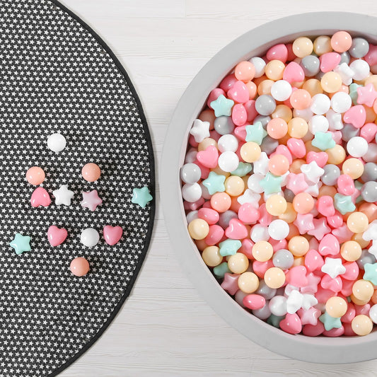 GOGOSO Ball Pit Balls,Plastics Balls for Ball Pit, Stars Hearts Shape for PastelBall for Toddlers Kids，6 Mix Colors, 1000pcs