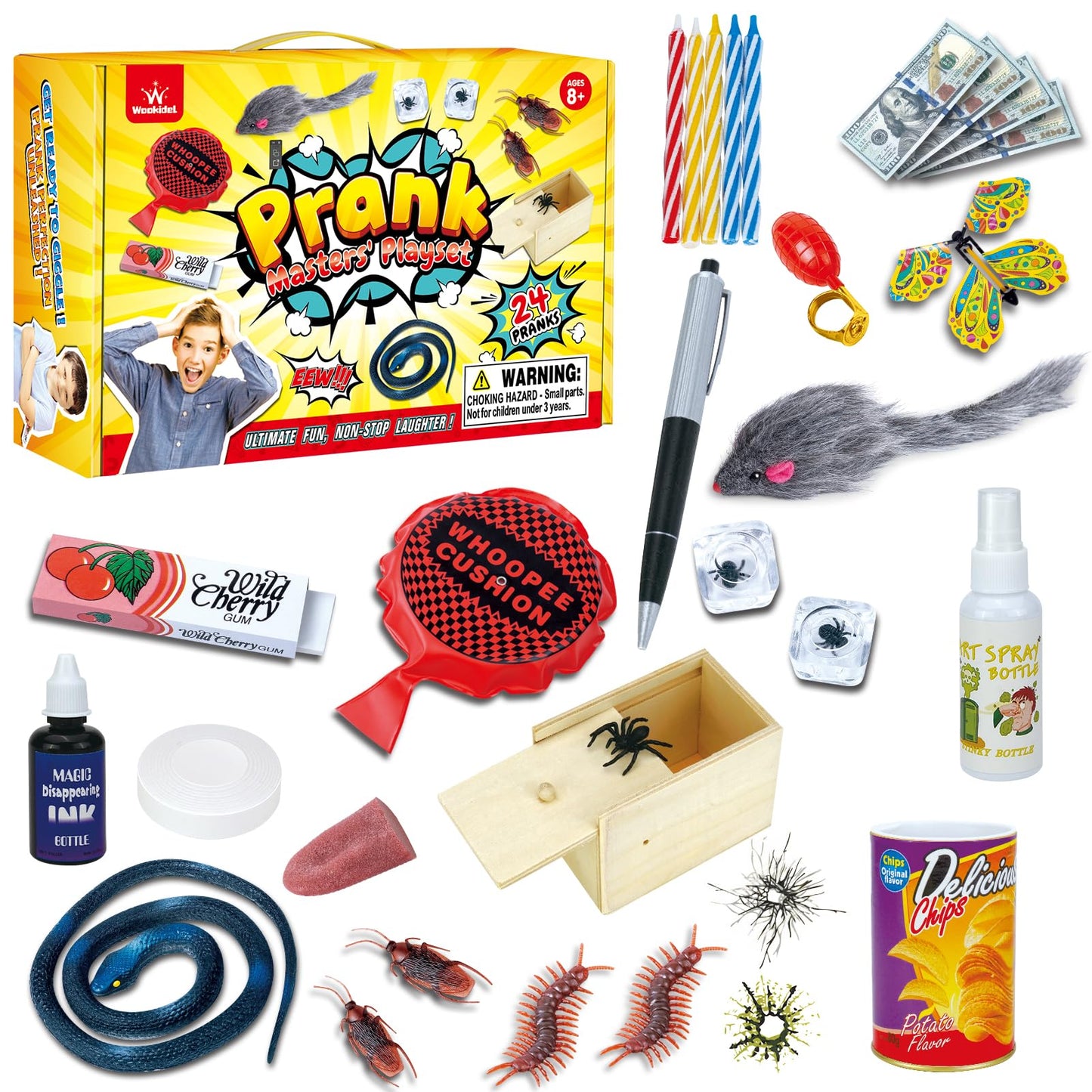 wookidel Prank Stuff - 35 Pranks for Kids & Adults, April Fools, Halloween, Christmas & Birthdays