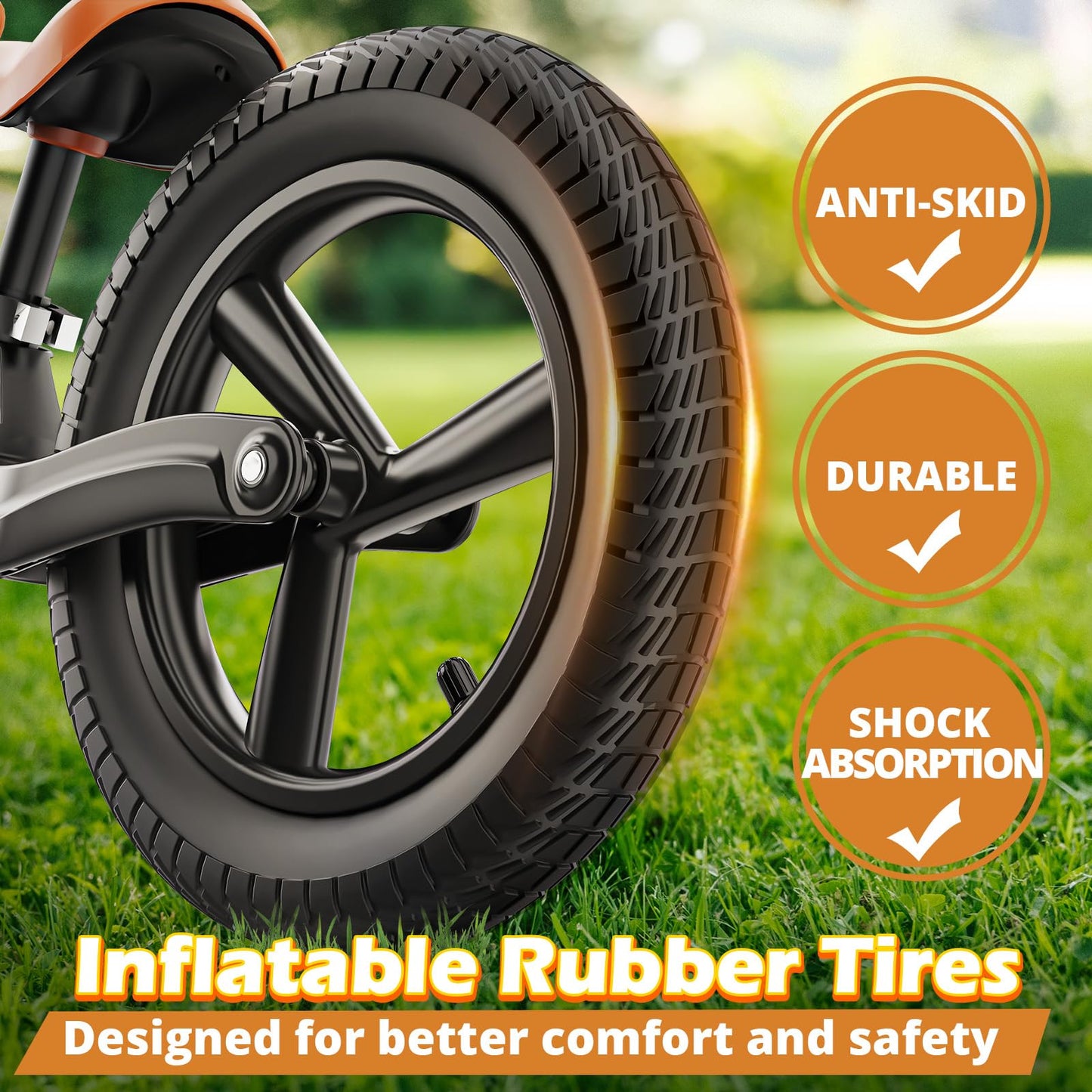 Ridego 14 Inch Balance Bike for Kids 3-6 Year Old,Lightweight Kids Bike with Adjustable Seat, Push Bicycle with Air Rubber Tires，Ride-on Toys Birthday Gift