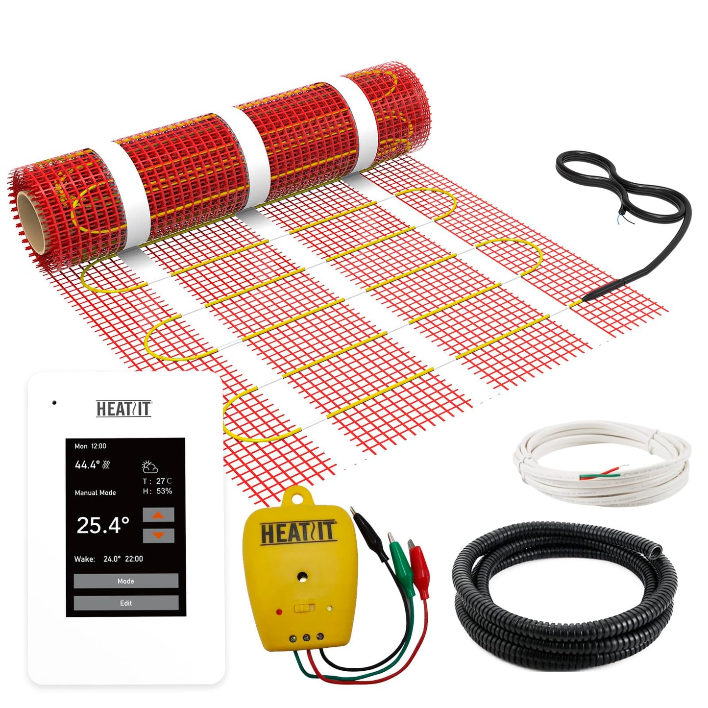 35 sqft HEATIT Warmmat Electric Radiant Self-adhesive Floor Heat Heating System & ET-7A Thermostat & Alarm Monitor