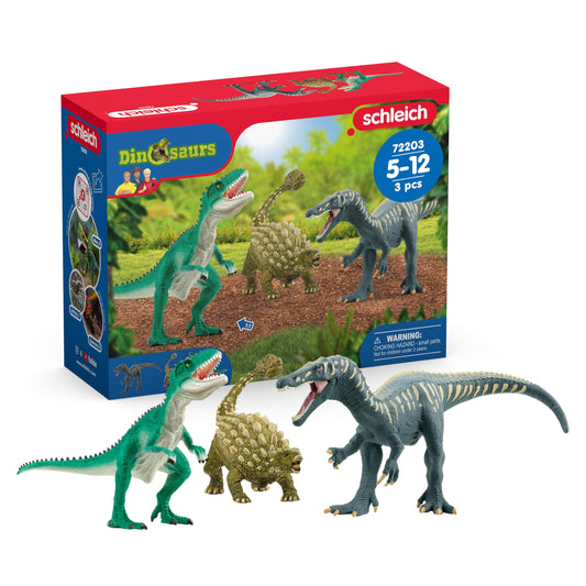 Schleich Dinosaurs - Attack of The Dinosaurs Trio Playset - Dinosaur Toys for Boys and Girls - Dino Figurines for Kids Ages 5+