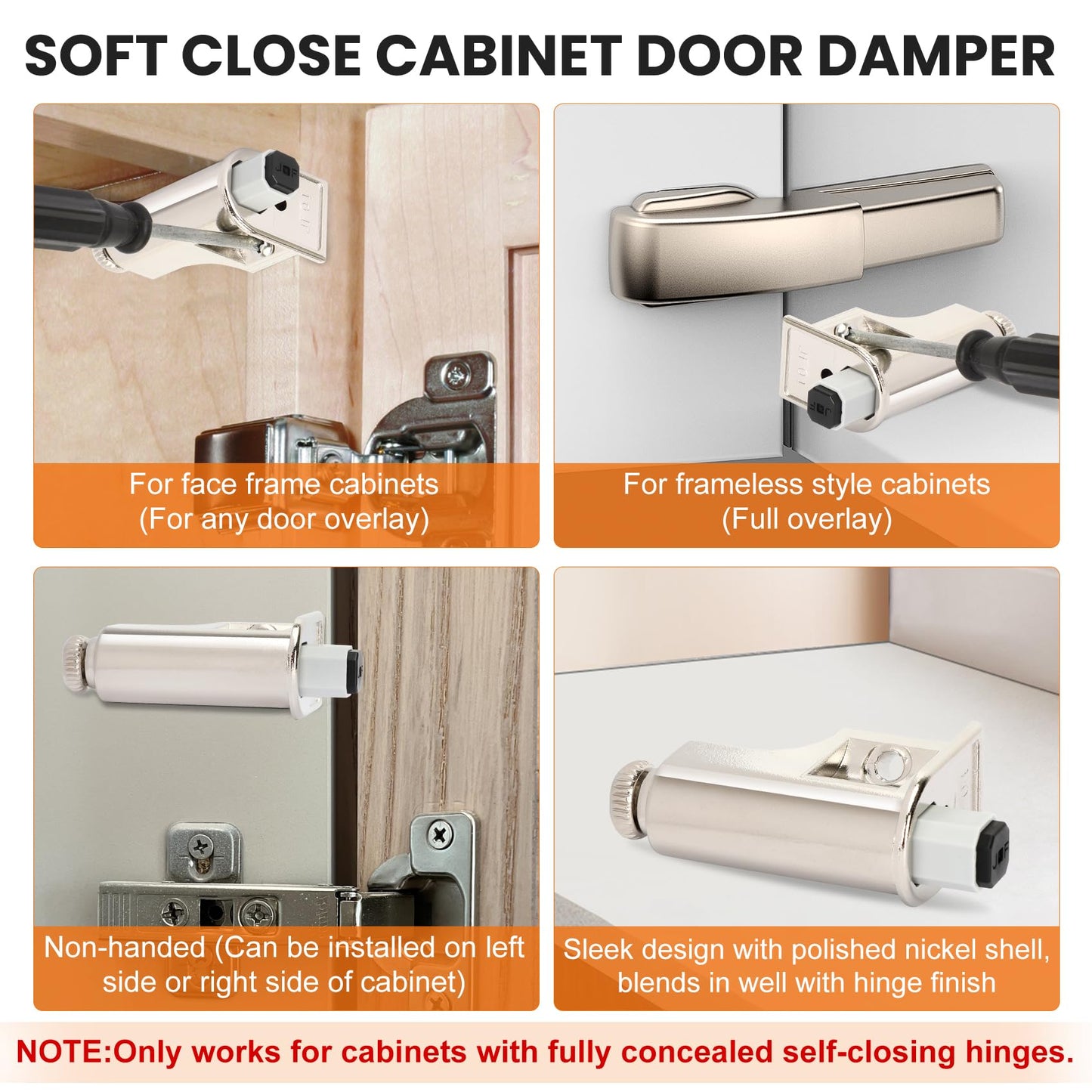 10 Pcs Soft Close Damper for Cabinet Doors/Wardrobe Doors,Adjustable Hydraulic Buffer,Noise Reduction & Smooth Closure,Universal Fit for Kitchen, Bathroom & Furniture（Includes Matching Screws）