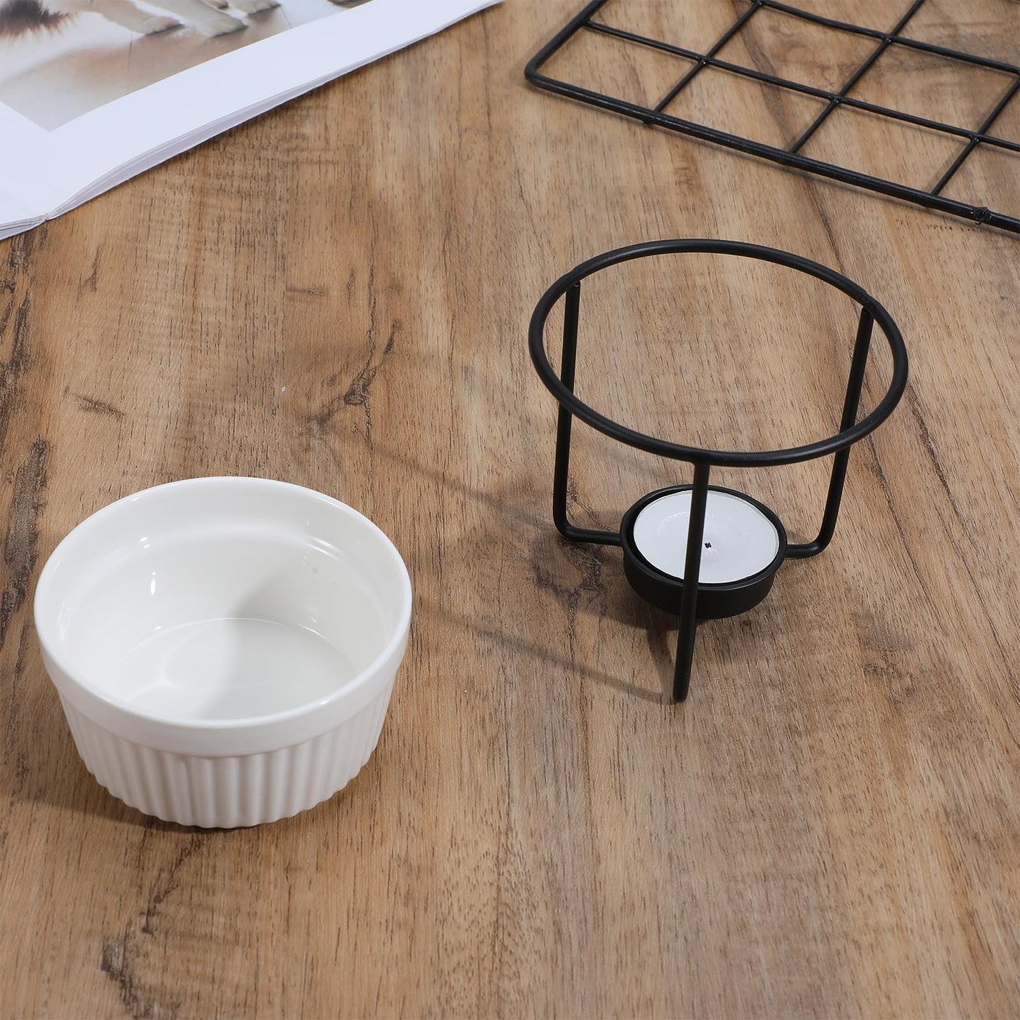 4 Set Ceramic Butter Warmers for seafood, Butter Melter Set of 2 for Chocolate or Cheese,Fondue- Dishwasher Safe,Oven Safe,Microwave Safe