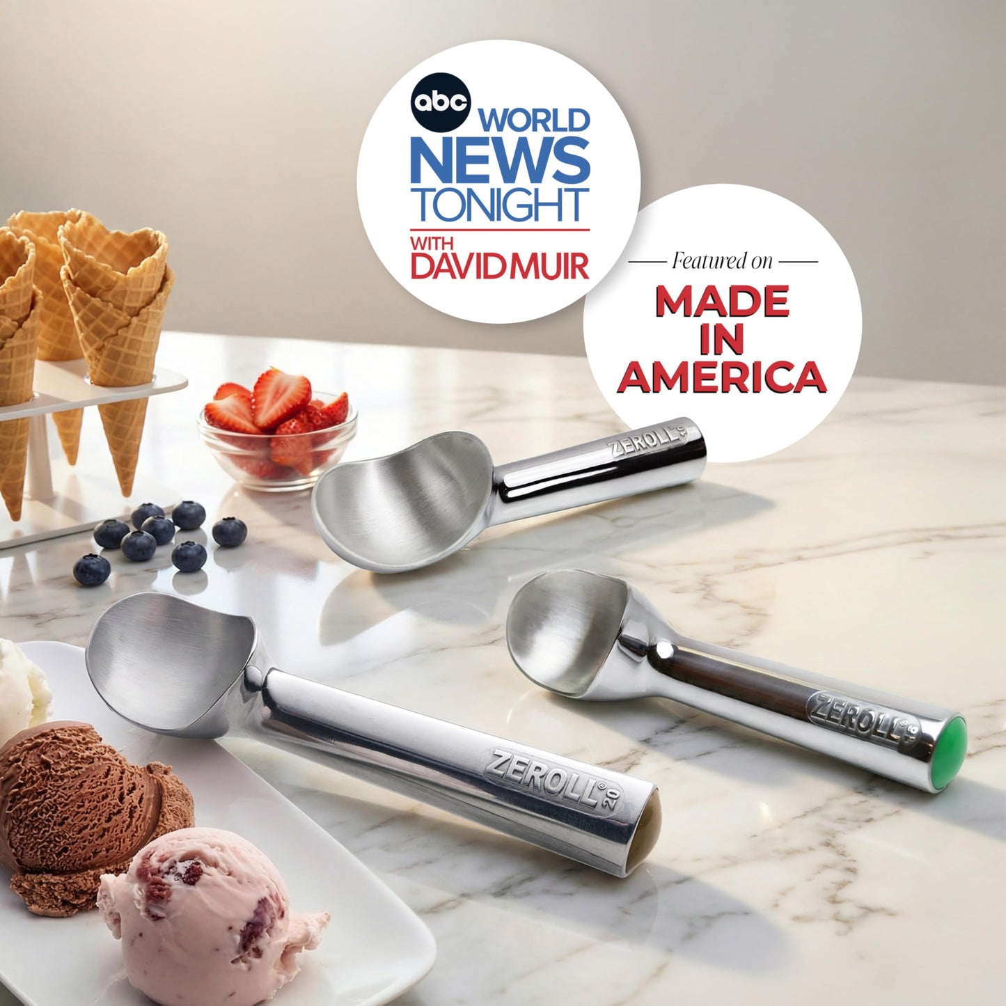 Zeroll, Size 20, in Silver 1020 Original Ice Cream Unique Liquid Filled Heat Conductive Handle Simple One Piece Aluminum Design Easy Release 40 Scoops per, 2-Ounce