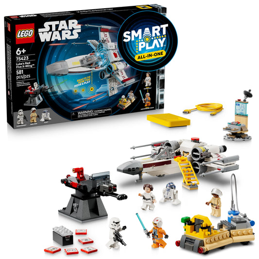 LEGO Star Wars SMART Play: Luke’s Red Five X-Wing Interactive Building Toy - All-in-One Set - Reacts to How You Move and Play with a SMART Brick - Gift for Boys, Girls, Kids Ages 6+ - 75423
