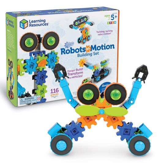 Learning Resources Gears Gears Gears Robots In Motion - Building Toys, STEM Activities, Fine Motor Skills, Toddler Construction Explorer Kit, Kindergarten Science, Boys and Girls Gifts