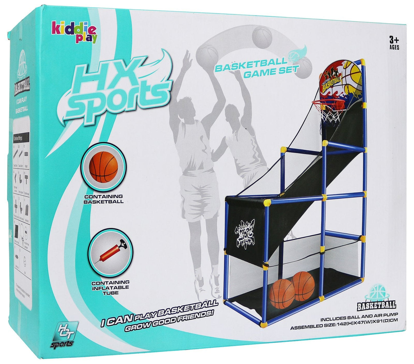Kiddie Play Toy Basketball Hoop Arcade Game Set with 4 Balls & Air Pump, Indoor Outdoors Sports Toys for Kids