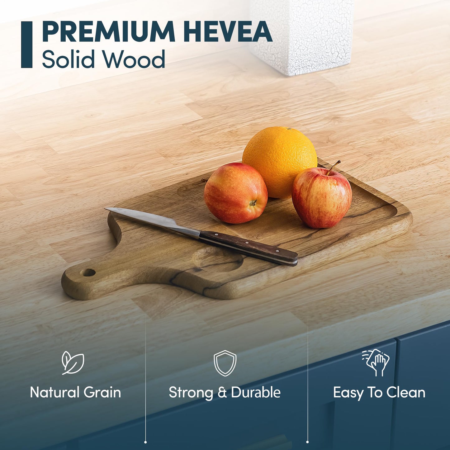 AllForWood 36''L x 25''W x 1.5''Th Hevea Solid Wood Butcher Block Countertop, Butcher Block Table Top for DIY Washer Dryer/Island/Kitchen Countertop (Unfinished)