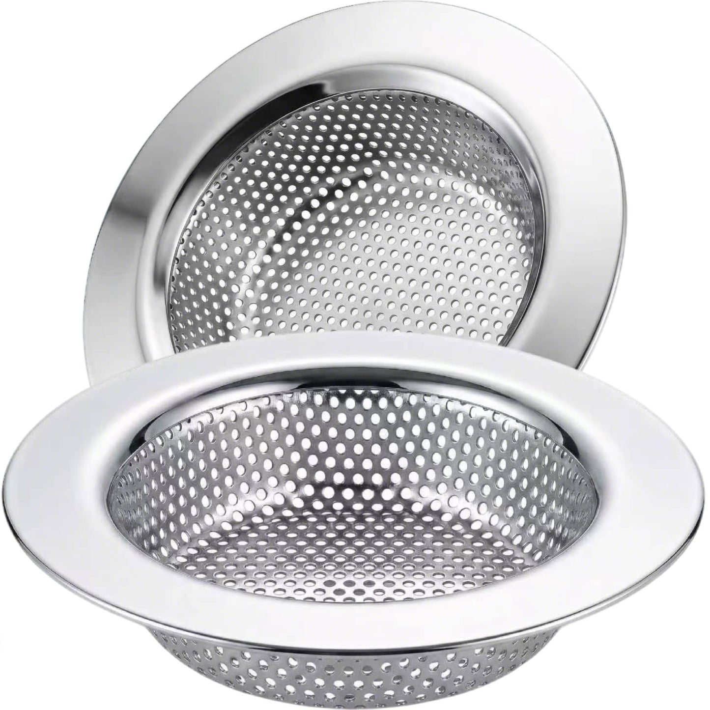 Kitchen Sink Strainer Stainless Steel, LASSHSWA Kitchen Sink Drain Strainer, Sink Strainers for Kitchen Sinks with Large Wide Rim 4.5" Diameter (2 Pack)