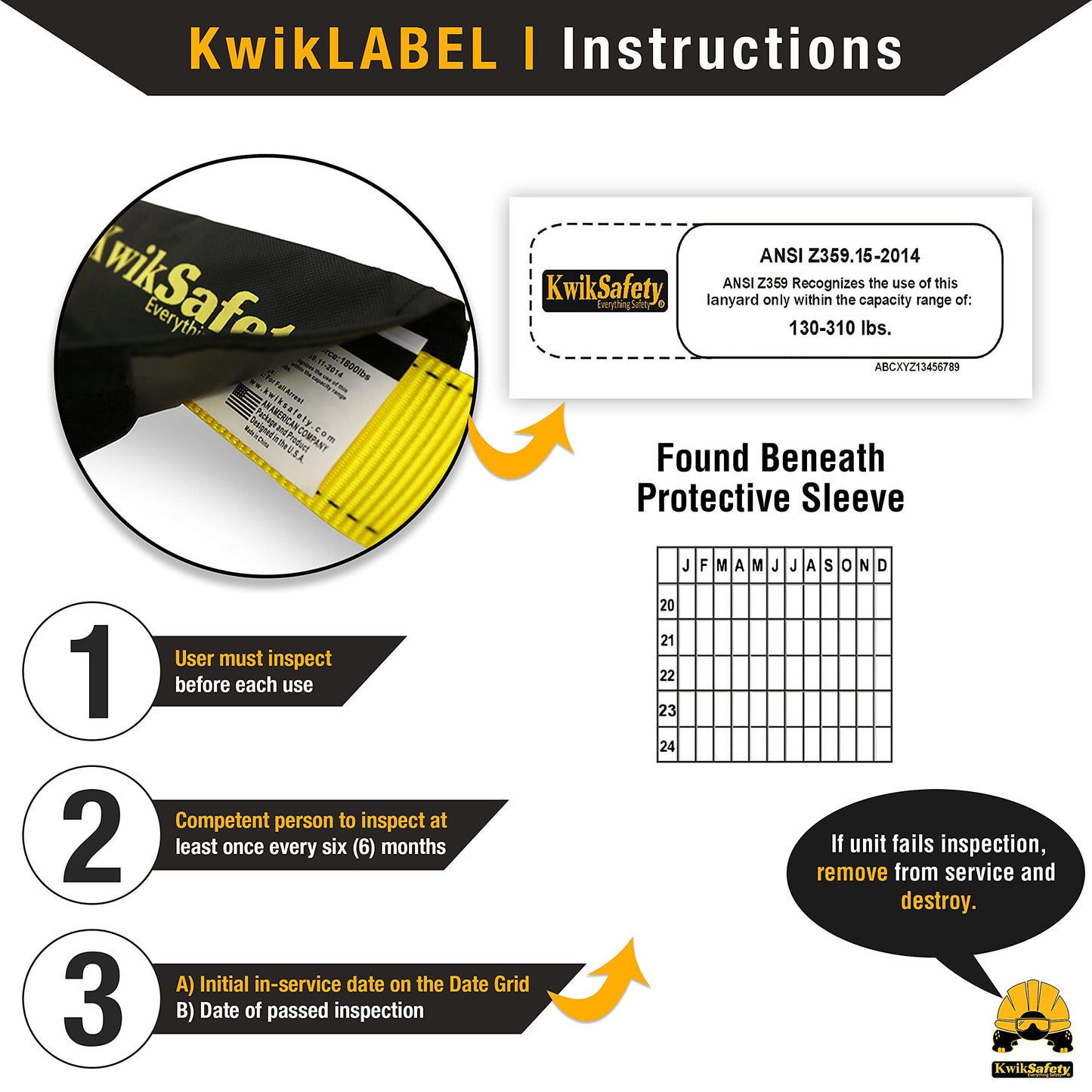 KwikSafety - Charlotte, NC - Rattler [4 Pack] Internal Shock Absorber Single Leg 6ft Safety Lanyard OSHA ANSI Fall Arrest Protection Equipment Snap Hooks Construction Arborist Roofing