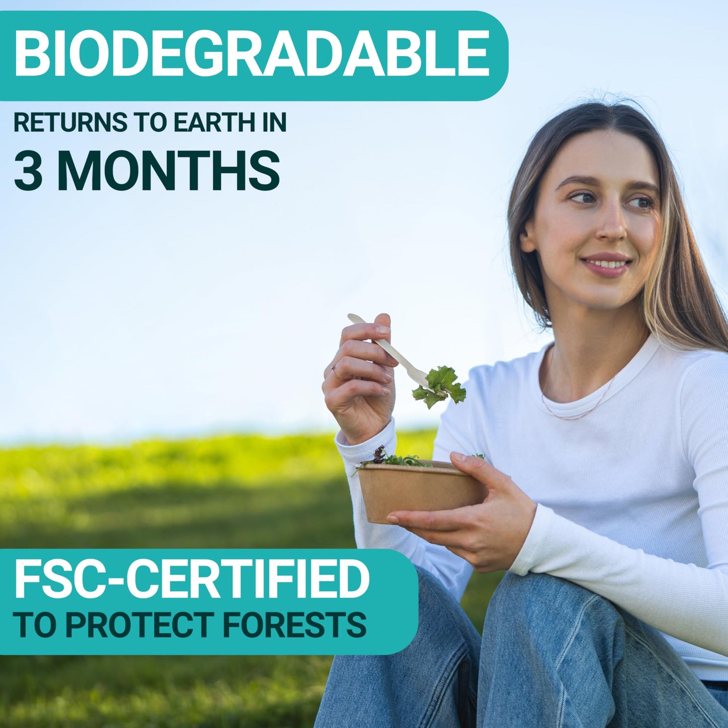 EarthClusive Disposable Wooden Spoons For Eating - 300pcs - Heavy Duty & Plastic Free - Our Guilt-Free FSC Certified Wood Protects Forests - A Great Alternative to Bamboo Spoons Disposable.