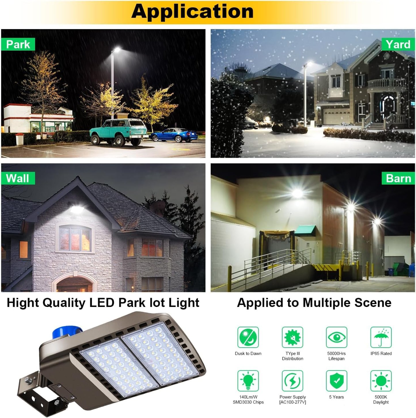 BIRITALO 200W LED Parking Lot Light Outdoor,28000LM Bright Dusk to Dawn Floodlights Trunnion Yoke Wall Mount 5500K IP65 Waterproof Commercial Shoebox Barn Security Yard,Garage,Street Light 3 Pack
