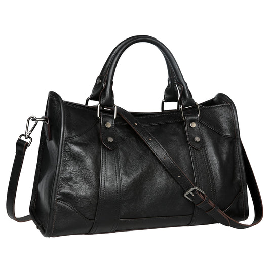 Iswee Black Genuine Leather Purse Crossbody Bags for Women Hobo Bags Designer Shoulder Bag and Handbag Satchel Purses Tote Women Top-handle Bag (Black)
