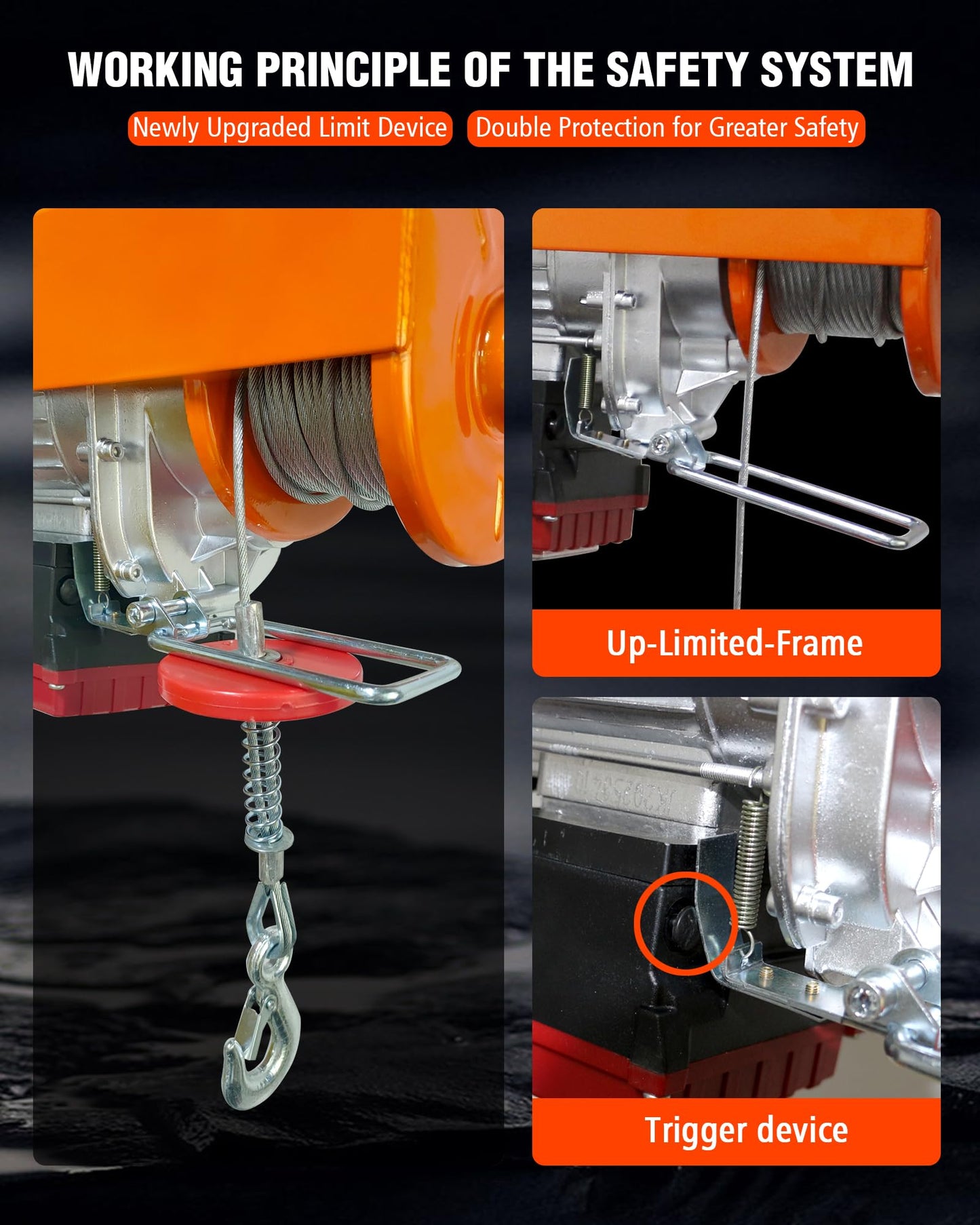 1320 lbs Electric Portable Hoist with Wireless/Wired Remote Control, Electric Hoist 110V, 16ft/33 ft/min Fast Lifting, 65.6 ft Height for Garage, Attic, Warehouse, Factory, Construction Site