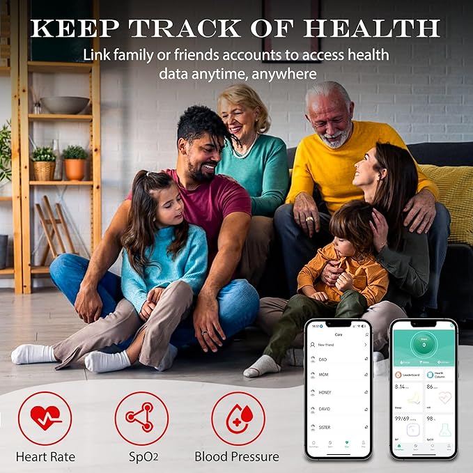 Smart Health Ring for Women Men Fitness Tracker with Heart Rate, Blood Oxygen, Blood Pressure, Sleep Monitoring, Step Counting, IP68 Waterproof for iPhone and Android, No Subscription Fee, Silver #7