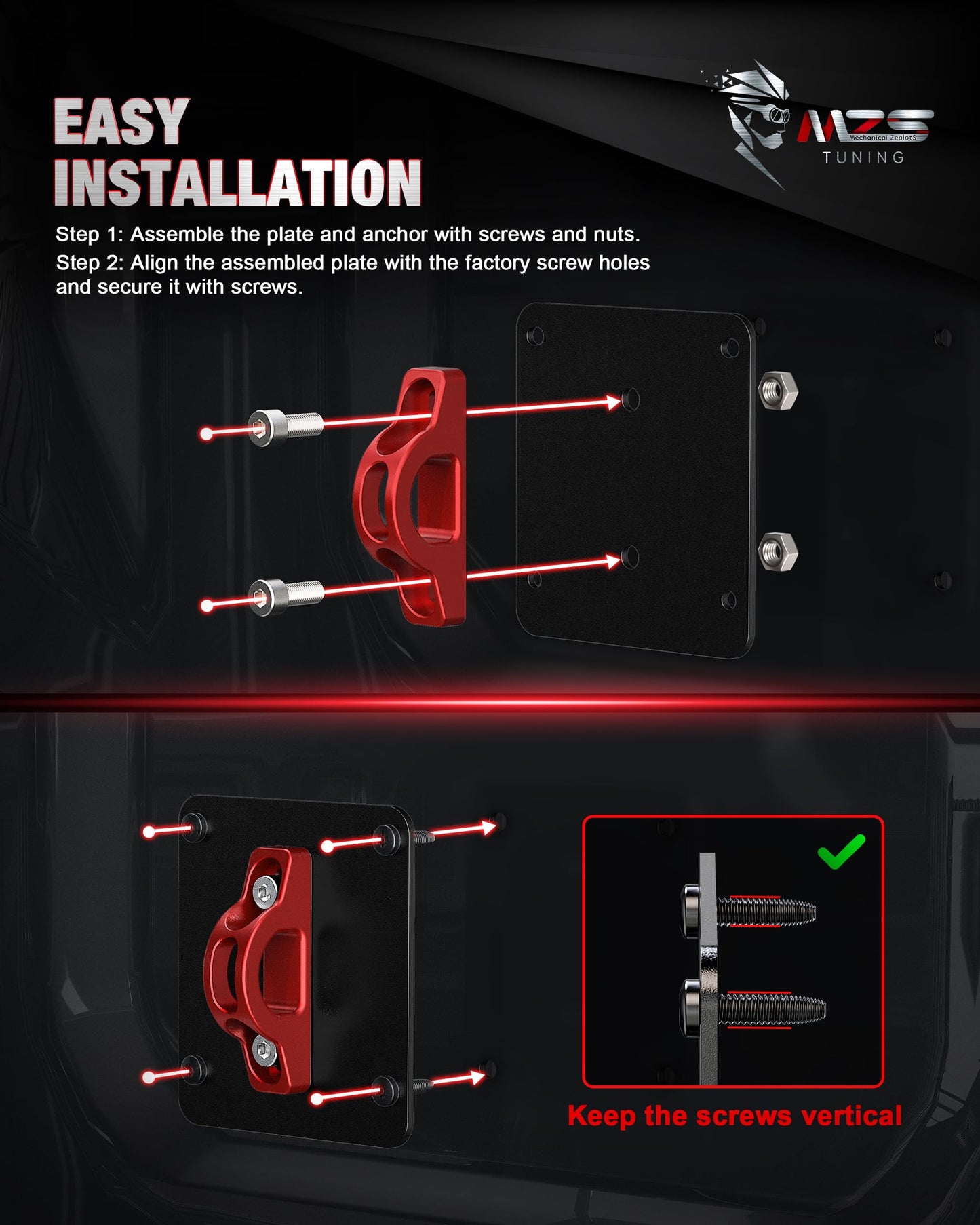 MZS 3" Leveling Kit + Truck Tie Downs Anchors Compatible with 2015+ F250 F350 Super Duty, Pack of 6