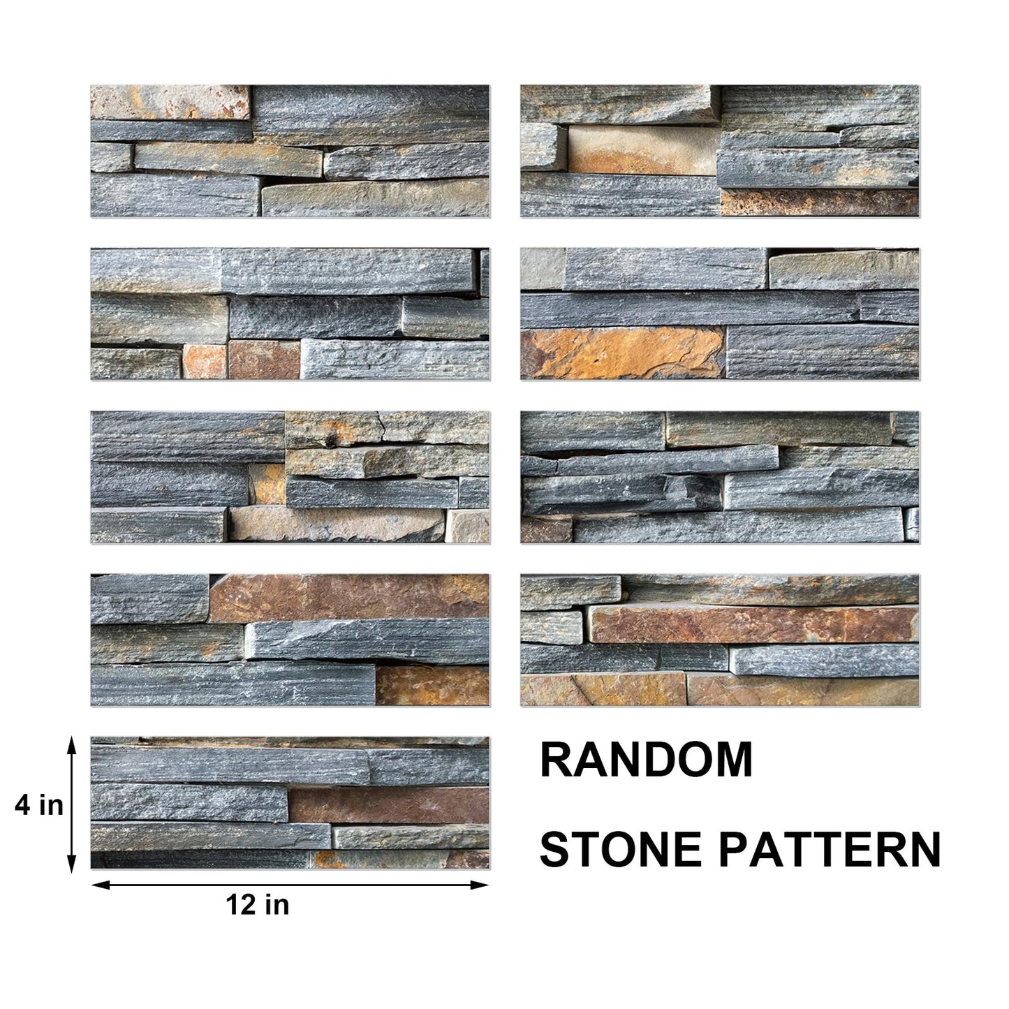 TUOKING 54-Pieces Peel and Stick Backsplash Tiles for Kitchen 4"x 12" PVC Self-Adhesive Subway Matte Faux Stone Wall Panel Brick Stick on Backspalsh for Bathroom(LPM-16-54PCS)