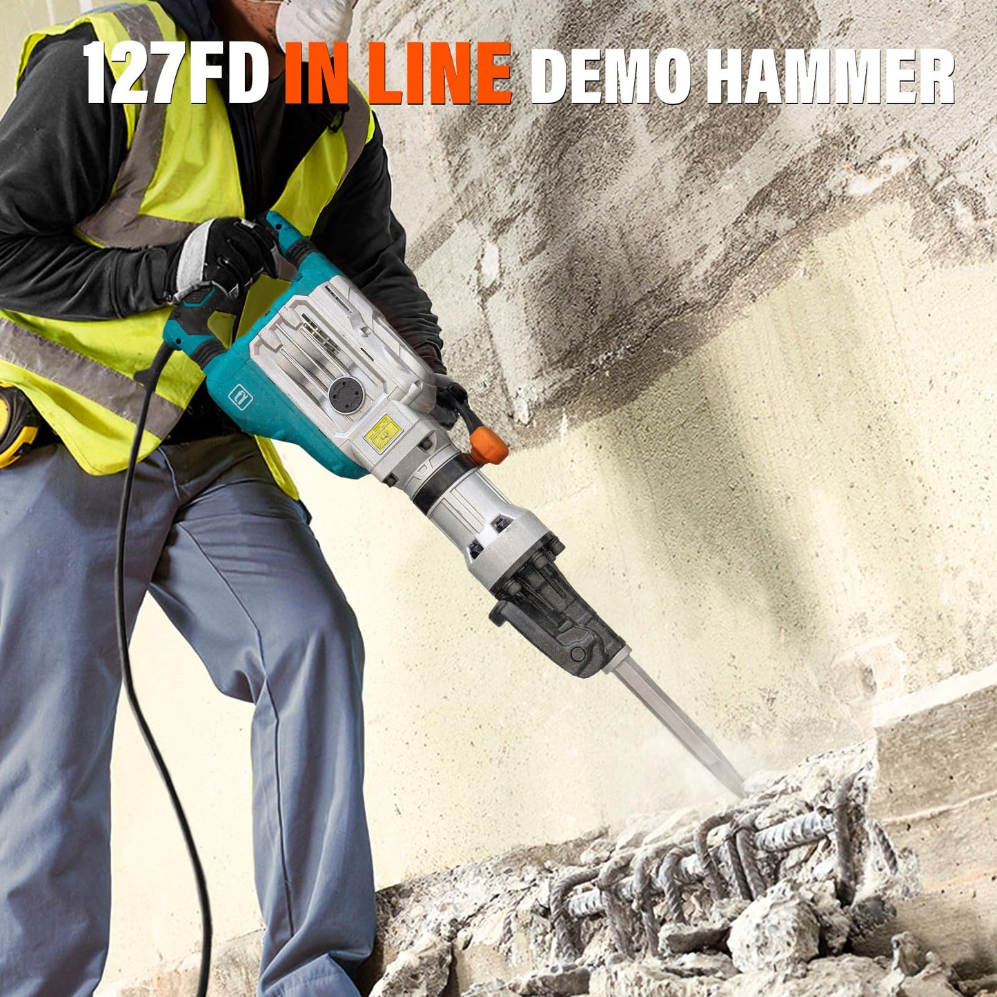 Berserker 1700W 40-Pound Demolition Jack Hammer with 1-1/8" Hex, 14.5-Amp Corded Electric Heavy Duty Demo Chipping Hammer Concrete/Pavement Breaker with Carrying Case Flat Chisel Bull Point Chisel