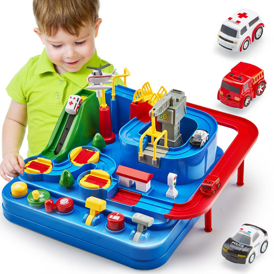 Toys for 3 Year Old Boys - Stem Kids Toys Boys 3-5, Large Race Track, 3 Year Old Boy Gift, Car Toys Rescue Playset for 4 Year Boy Birthday Gift Educational Learning Thinking Motor Skill Montessori Toy