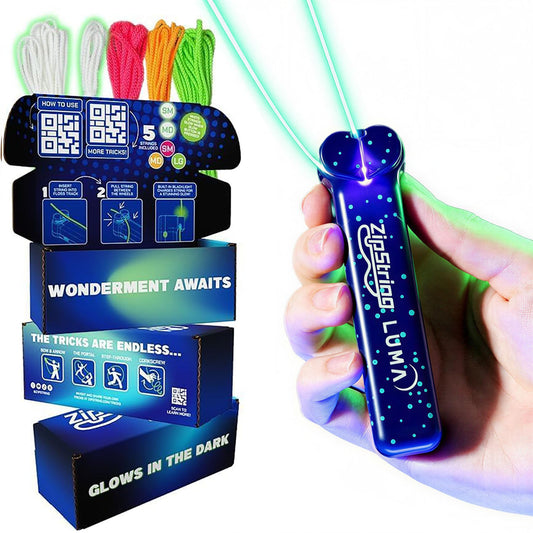 ZipString Luma - The Patented Glow-in-The-Dark Toy that Flies a Loop of String, Creates Endless Shapes and Tricks Built-in LED for Glowing Fun. Perfect STEM Gift for Kids & Adults. Wonderment Awaits