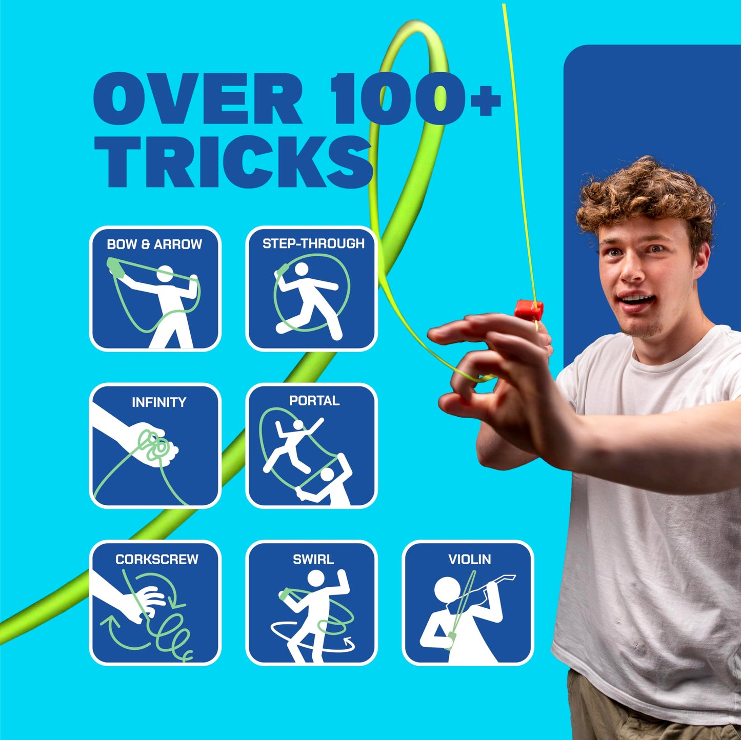 ZipString Original - As Seen on Shark Tank - Classic Rope Launcher Toy, Perfect for Kids & Adults - Fly a String Loop in The Air for Endless Tricks & Fun, Wonderment Awaits, Bold Blue