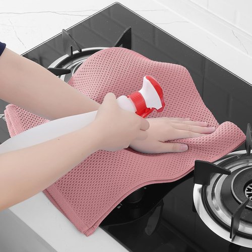 Homaxy Kitchen Dish Towels - Ultra Soft 100% Cotton Waffle Weave, Quick Drying, 13 x 28 Inches, 12-Pack in Dried Rose