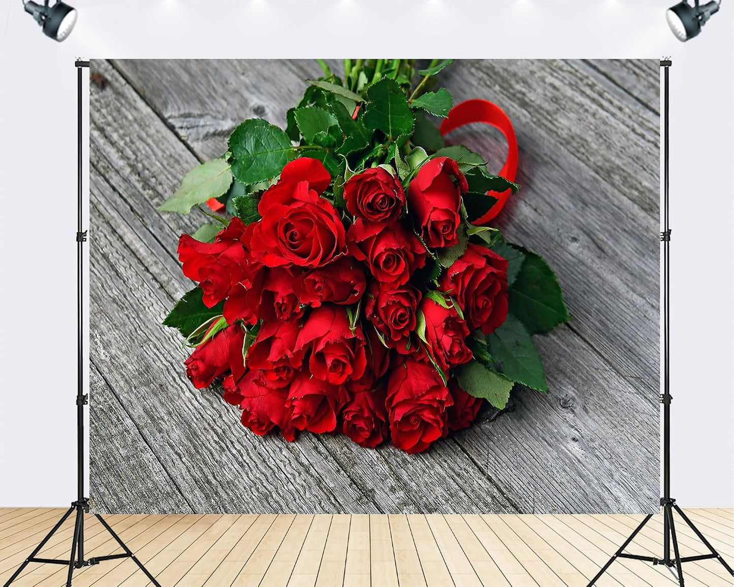 TryKid 6x4ft Romantic Red Rose Bouquet Backdrop Fresh Flower Gift Photography Background Valentine Day Wedding Party
